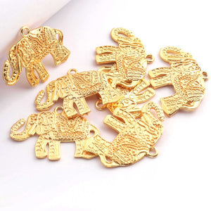10 Pcs Designer 24k Gold Plated Elephant Charm  ,Copper Elephant Design Pendant , Filigree Elephant Jewelry Making 34mmx25mm GPC1493 - Tucson Beads