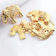 5 Pcs Designer 24k Gold Plated Elephant Charm  ,Copper Elephant Design Pendant , Filigree Elephant Jewelry Making 66mmx48mm GPC1492 - Tucson Beads