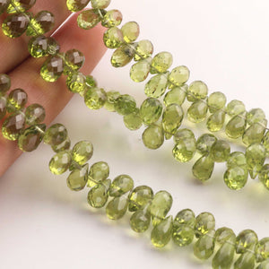 1  Strand Peridot  Faceted Briolettes  -Tear Drop Shape  Briolettes  4mmx6mm- 6mmx9mm-8 Inches BR2956 - Tucson Beads