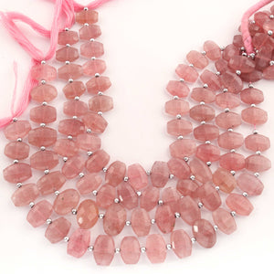 1 Strand Strawberry Quartz Faceted Fancy Shape Beads, Straight Drill Strawberry Quartz Fancy Beads,  Faceted  Briolettes 9mmx12mm - 11mmx16mm -10 Inches BR03478 - Tucson Beads
