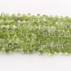 1 Strand Peridot Faceted Briolettes - Tear Drop Shape Briolettes 4mmx5mm-5mmx9mm - 8 Inches BR4056 - Tucson Beads