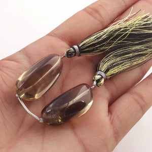 1  Strand Bio Lemon And Smoky Quartz Smooth Briolettes - Assorted Shape Beads 32mmx16mm-30mmx15mm- 3 Inches BR4397 - Tucson Beads