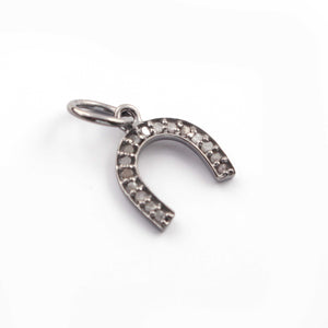 1 Pc Pave Diamond Horse shoe Charm Pendant ,925 Sterling Silver Charm, Pave diamond Finding, 14mmX12mm PDC00188 - Tucson Beads