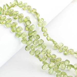 1 Strand  Peridot  Faceted Briolettes - Pear Shape Briolettes -5mmx6mm-6mmx9mm - 8 inch BR1464 - Tucson Beads