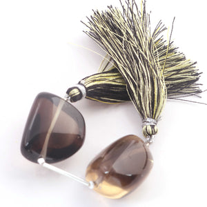 1  Strand Bio Lemon And Smoky Quartz Smooth Briolettes - Assorted Shape Beads 25mmx21mm-26mmx20mm- 3 Inches BR4393 - Tucson Beads
