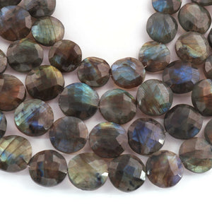 1  Strand Labradorite Faceted Briolettes  -Coin Shape Briolettes  12mm-17mm 8 Inches BR0180 - Tucson Beads