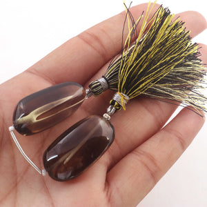 1  Strand Bio Lemon And Smoky Quartz Smooth Briolettes - Assorted Shape Beads 31mmx17mm-32mmx16mm- 3 Inches BR4391 - Tucson Beads