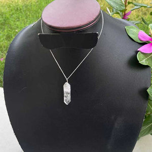 Herkimer Diamond Necklace With 925 Sterling Silver Chain, Gemstone Necklace 36mmx16mm- 18 Inches Long HR002 - Tucson Beads
