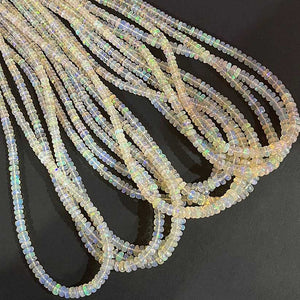 1 Long Strand Ethiopian Welo Opal Smooth Rondelles - Ethiopian Roundelles Beads 4mm-7mm 16 Inches BR03189 - Tucson Beads