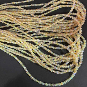 1 Long Strand Ethiopian Welo Opal Smooth Rondelles - Ethiopian Roundelles Beads 3mm-5mm 16 Inches BR03178 - Tucson Beads