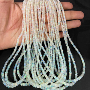 1 Long Strand Ethiopian Welo Opal Smooth Rondelles - Ethiopian Roundelles Beads 3mm-5mm 16 Inches BR03179 - Tucson Beads