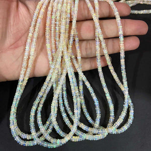 1 Long Strand Ethiopian Welo Opal Smooth Rondelles - Ethiopian Roundelles Beads 3mm-5mm 16 Inches BR03182 - Tucson Beads