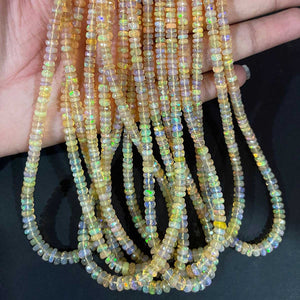 1 Long Strand Ethiopian Welo Opal Smooth Rondelles - Ethiopian Roundelles Beads 4mm-7mm 16 Inches BR03184 - Tucson Beads