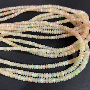 1 Long Strand Ethiopian Welo Opal Smooth Rondelles - Ethiopian Roundelles Beads 4mm-6mm 16 Inches BR03180 - Tucson Beads