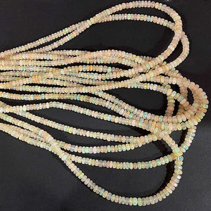 1 Long Strand Ethiopian Welo Opal Smooth Rondelles - Ethiopian Roundelles Beads 4mm-6mm 16 Inches BR03180 - Tucson Beads