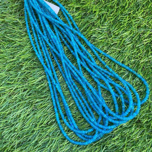 1 Long Strand Beautiful Neon Blue Ethiopian Welo Opal Smooth Rondelles -Neon Blue Ethiopian Roundelles Beads 3mm-5mm 16 Inches BR03193 - Tucson Beads