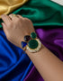 Multi Stone With Pearl 24k Gold Plated Adjustable Bracelet