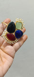 Multi Stone With Pearl 24k Gold Plated Adjustable Bracelet BB005