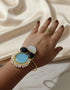 Multi Stone With Pearl 24k Gold Plated Adjustable Bracelet BB008
