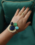 Multi Stone With Pearl 24k Gold Plated Adjustable Bracelet BB009