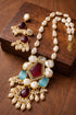 Kashmiri Meenakari Long Necklace Set Pearl & Gold Tassel JewelryTraditional Indian Set Ethnic Statement Jewelry for Weddings