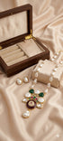 Kashmiri Meenakari Necklace Set: Pearl Enamel Gold Tassel Indian Jewelry (16-18 inches)