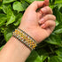 Handmade Multi Row Geometric Gemstone Diamond Macramé Bracelet - Gold Plated 925 Silver Multi Color Tourmaline Ponchi Cuff Bracelet for Her