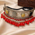 Traditional Indian Silver Choker Necklace, Kundan Pink Stone Ethnic Choker, Oxidized Silver Bridal Necklace Set, Boho Festive Jewelry