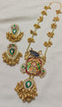 Handmade Gold Plated Meenakari Peacock Pendant Necklace Set, Traditional Indian Jewelry with Ghungroo Chain & Statement Earrings,