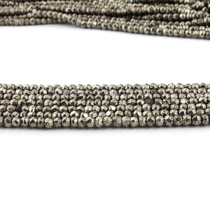 5 Strands Natural Pyrite Sparkling Rondelles, Micro Faceted Roundelles,Sparkling Beads,Pyrite beads 3.5mm-4mm ISR006 - Tucson Beads