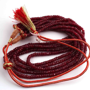 5 Strands Of Dyed Ruby  Corundum Necklace -Faceted Rondelles Beads - Dyed Ruby Necklace - Stunning Elegant Necklace - BR2069 - Tucson Beads