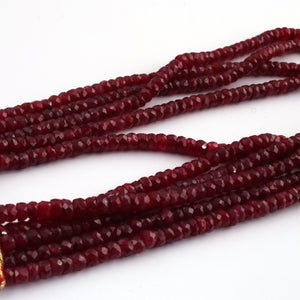 5 Strands Of Dyed Ruby  Corundum Necklace -Faceted Rondelles Beads - Dyed Ruby Necklace - Stunning Elegant Necklace - BR2069 - Tucson Beads
