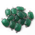 7 Pcs  Green Onyx Faceted Oxidized Sterling Silver Rectangle Shape Connecter Double Bali  21mmx11mm- SS1014