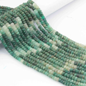 1 Strand Natural Shaded Emerald faceted Rondelles-Finest Quality Chrysoprase  Roundle - 4mm -13 Inch BR01154 - Tucson Beads