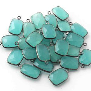 5 Pcs Aqua Chalcedony Faceted Oxidized Sterling Silver Rectangle Shape Pendant  Single Bali  18mmx11mm- SS1005 - Tucson Beads