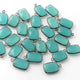 5 Pcs Aqua Chalcedony Faceted Oxidized Sterling Silver Rectangle Shape Pendant  Single Bali  18mmx11mm- SS1005 - Tucson Beads