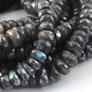 1  Long Strand Labradorite Silver Coated  Faceted Briolettes  - Round Shape Briolettes , Jewelry Making Supplies 9mm 13.5 Inches BR0592 - Tucson Beads