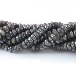 1  Long Strand Labradorite Silver Coated  Faceted Briolettes  - Round Shape Briolettes , Jewelry Making Supplies 9mm 13.5 Inches BR0592 - Tucson Beads