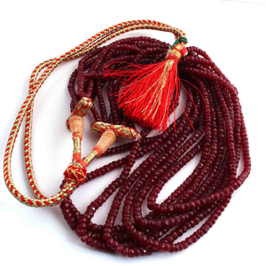 7 Strands Of Dyed Corundum  Ruby Necklace - Faceted Rondelle Beads - Stunning Elegant Necklace - 3mm-4mm-21 inch BR2642 - Tucson Beads