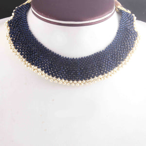 Blue Hydro With Pearl Beaded Necklace AAA Quality Gemstone Necklace Blue  Mat Necklace -2mm-3mm- 10 Inches - SPB0078 - Tucson Beads