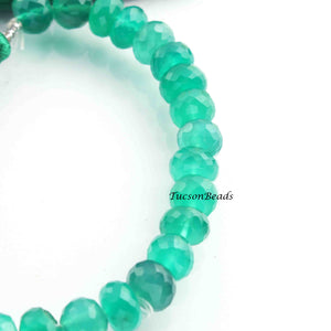 1 Strand Green Onyx Faceted Rondelles - Green Onyx Roundel Beads 7mm-8mm 8 Inches BR424 - Tucson Beads
