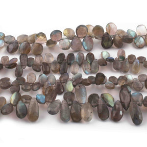 1 Strand  Labradorite Faceted Pear Briolettes - Labradorite Pear Briolettes  8mmx6mm-11x9mm 10 inches BR0722 - Tucson Beads