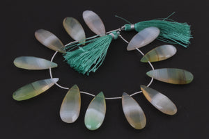 1 Long Strand Shaded Chrysoprase Chalcedony Faceted Briolettes - Pear Shape , Jewelry Making Supplies -  36mmx13mm 8 Inches BR2760 - Tucson Beads