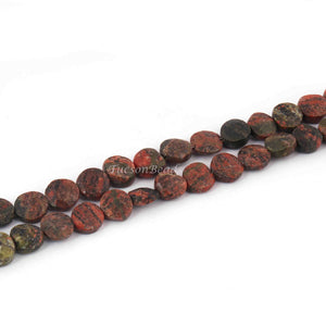 1 Strand Unakite  Faceted Briolettes -Coin Shape  Briolettes - 8mmx8mm -8.5 Inches BR3718 - Tucson Beads