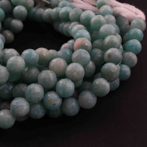 1 Strand  Amazonite Best Quality Faceted Round Balls - Faceted Balls Beads - 8mm 10.5 Inches BR0714 - Tucson Beads