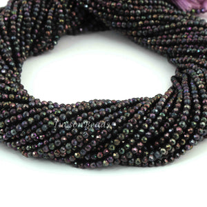 5 Strands Black Spinel Pink Coated Faceted Balls Beads 2mm 13 inch strand RB200 - Tucson Beads