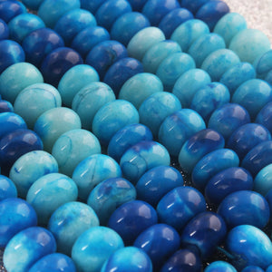 1  Long Strand Amazing Shaded  Sky Blue Opal Smooth Rondelle Shape Beads- Shaded Sky Blue  Opal gemstone Beads-- 10mm-16 Inches BR02785 - Tucson Beads