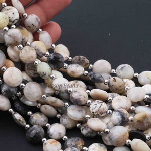 1 Strand Dendrite Opal Faceted Coin Shape Briolettes - Dendrite Opal Coin Shape Beads 11mm-10mm 8 Inches BR0174 - Tucson Beads