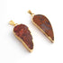2  Pcs Brown Druzzy 24k Gold Plated Pendant- Electroplated Gold Druzy -44mmx19mm DRZ069