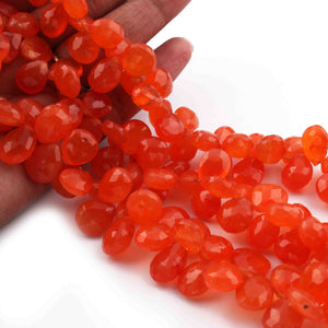 1 Strand Carnelian Faceted Briolettes  -Pear  Shape  Briolettes - 10mmx8mm-12mmx11mm 9 Inches BR0741 - Tucson Beads